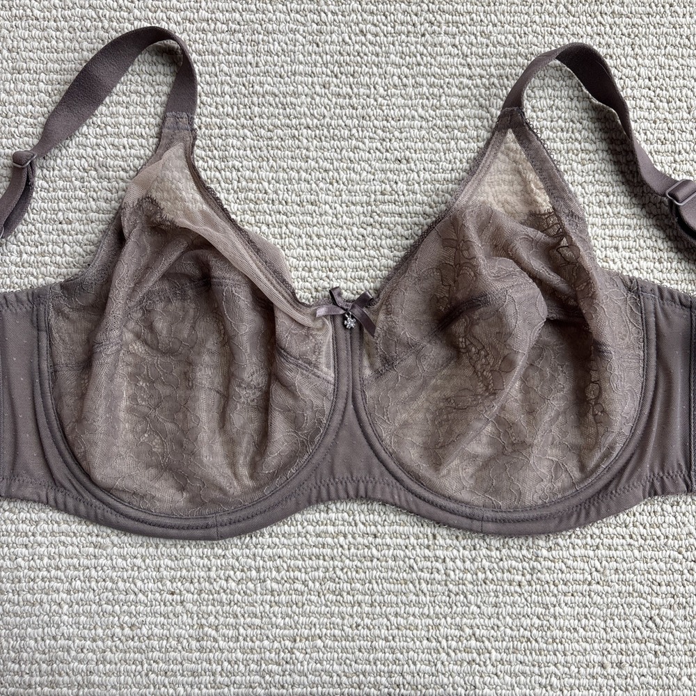Wacoal Bra 36G Retro Chic mocha Floral Lace Unlined Underwire 855186